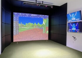 Foresight GC Hawk provides a large hitting zone for this narrow room. Includes high speed video analysis and dual monitors for swing playback - New York