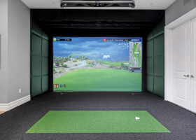 Pool house with Foresight GCHawk and custom black turf - New York Pool house with Foresight GCHawk and custom black turf - New York