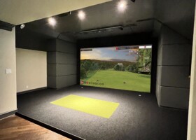 Foresight GCHawk with custom charcoal pads and black turf putting green - Texas Foresight GCHawk with custom charcoal pads and black turf putting green - Texas